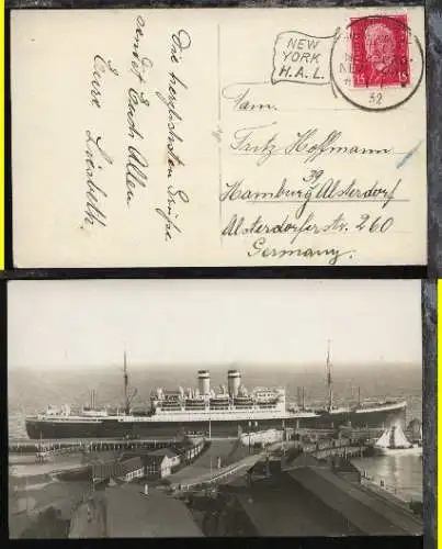 DASP HAMBURG-NEW YORK 1.1.32 NEW YORK HAL auf AK des Schiffes