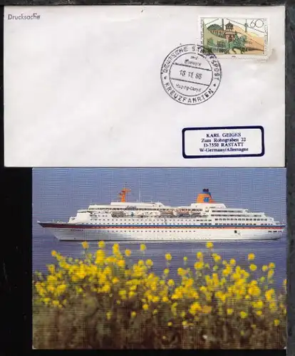 DSP KREUZFAHRTEN ms Europa Hapag-Lloyd 19.11.88 auf Bf., dazu CAK des Schiffes