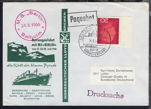 MS Berlin 7 verschiedene Belege (012-BE-006, 3x 007, 013, 2x 016), 