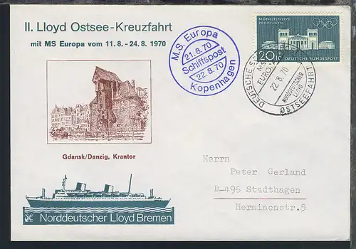 MS Europa 10 verschiedene Belege (012-EU-002/011), teils Sonder-Umschläge