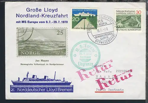 MS Europa 10 verschiedene Belege (012-EU-002/011), teils Sonder-Umschläge