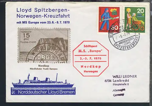 MS Europa 10 verschiedene Belege (012-EU-002/011), teils Sonder-Umschläge