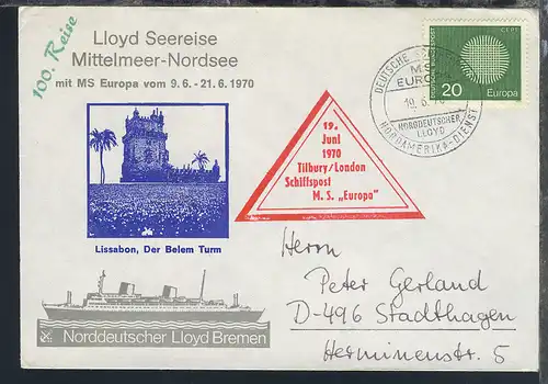 MS Europa 10 verschiedene Belege (012-EU-002/011), teils Sonder-Umschläge