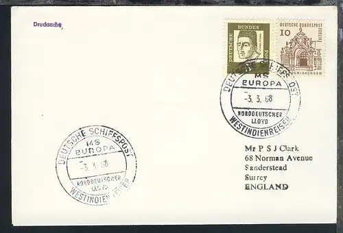 MS Europa 10 verschiedene Belege (012-EU-002/011), teils Sonder-Umschläge