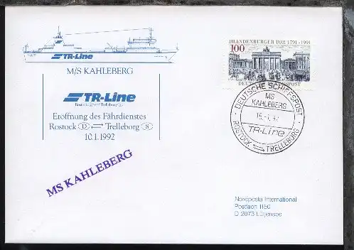 DSP ROSTOCK-TRELLEBORG MS KAHLEBERG TR-Line 15.1.92 auf Sonder-Umschlag