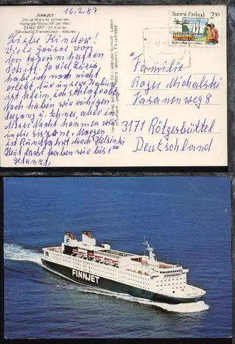 HELSINKI-TRAVEMÜNDE FINNJET 17.2.87 auf CAK des Schiffes, Bedarf