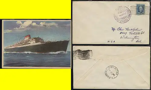 MOTONAVE POSTALE ITALIANA VULCANIA 23 APR 948 + rs GIBRALTAR PAQUEBOT 24 AP 48 