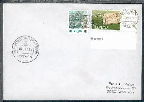 OSt. Luzern 1.10.89 + DAMPFBOOT IV WALDSTÄTTERSEE MYTHEN 1 OKT 89