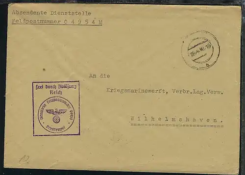 Tarn-Stpl. 26.4.40 + BfSt. 04954 (16. Minensuch-Flottille) auf Dienst-Bf.