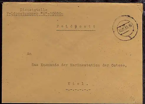 Tarn-Stpl. 30.11.39 auf Dienst-Bf., Abs.-Ang. M 10680 (6. Minensuch-Flottille)