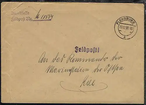 OSt. Flensburg 20.12.39 + Dienststellen-L2 M 11554 (19. Minensuch-Flottille) 