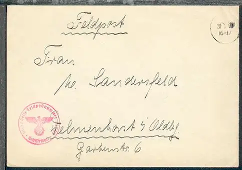 Tarn-Stpl. 20.1.40 + BfSt. 11701 (Minenräumschiff 12 Nürnberg) auf FP-Bf.