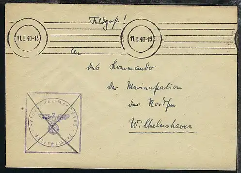 Maschinen-Tarn-Stpl. 11.5.40 + BfSt. 27363 (Sperrbrecher 4 