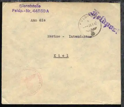 FP a 20.8.42 + Dienststellen-L3 + BfSt. 44550A (Admiral Ägäis) auf Dienst-Bf.