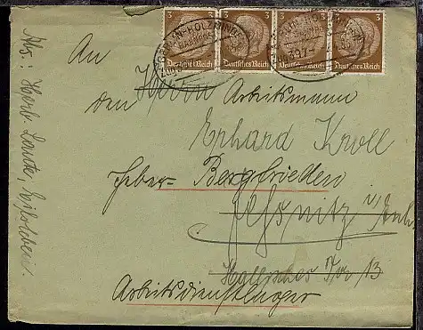 BERLIN-HOLZMINDEN Zug 397 2.4.35 auf Bf., Bf. etwas rauh geöffnet