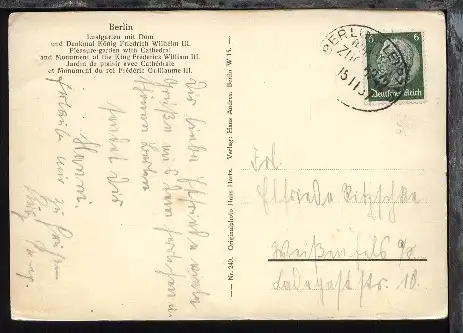 BERLIN-LEIPZIG ZUG 5242 15.11.37 auf AK