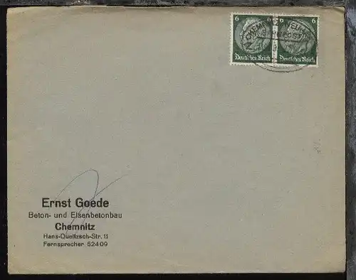CHEMNITZ-NEUHAUSEN Z. 1319 22.9.37 auf Firmen-Bf. (Ernst Goede, Chemnitz)