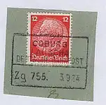 COBURG LAUSCHA DEUTSCHE BAHNPOST Zg 755 3.9.34 auf Bf.-Stück