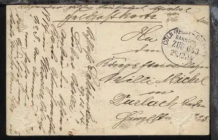 CÖLN (RHEIN)-GIESSEN ZUG 643 29.12.14 auf FP-AK, Kte 4 Haftstellen