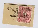 COELN A. RHEIN HANNOVER 21.4. 8 auf Bf.-Stück