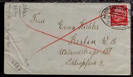DITTERSBACH-GLATZ Z. 559 26.1.34 (etwas über Rand) auf Bf.