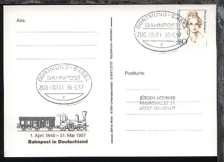 DORTMUND-BASEL c ZUG 390101 30.5.97 auf AK