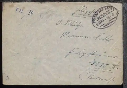 FRANKFURT-BASEL Z. 979 19.1.42 auf FP-Bf.