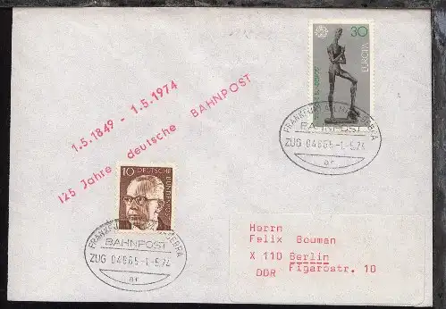 FRANKFURT AM MAIN-BEBRA ar ZUG 04865 1.5.74 auf Bf.