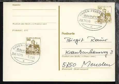 HAGEN-FRANKFURT n ZUG 14115 2.12.84 auf GSK