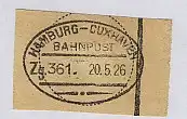 HAMBURG-CUXHAVEN Zg. 361 20.5.26 auf Bf.-Stück