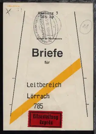HAMBURG-FRANKFURT/MAIN n ZUG 014071 16.3.92 auf Beutelfahne