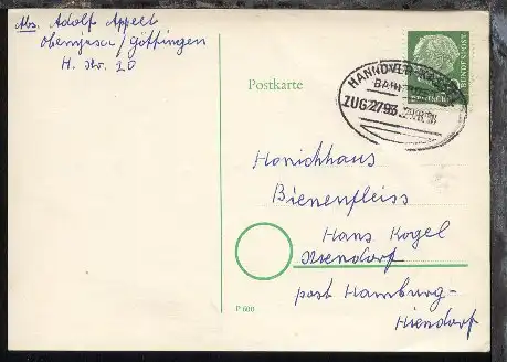 HANNOVER-KASSEL ZUG 2793 29.8.58 auf PK