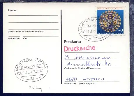 KASSEL-FRANKFURT AM MAIN ba ZUG 014171 30.12.80 auf GSK
