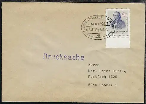 KÖLN-FRANKFURT AM MAIN df ZUG 14111 Wg 2 31.1.91 auf Bf.