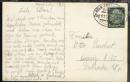 KÖLN-FRANKFURT (MAIN) Zug 1145 4.7.39 auf AK