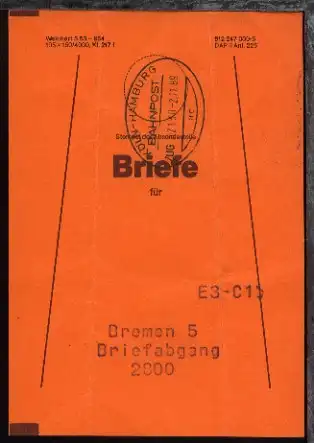 KÖLN-HAMBURG ac ZUG 02130 2.11.89 auf Beutelfahne
