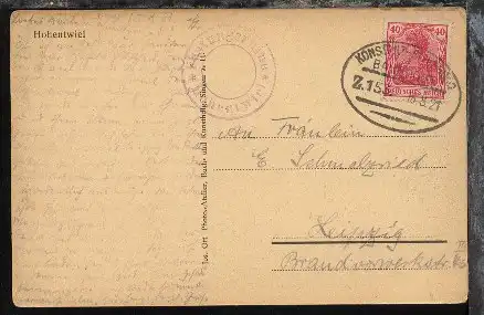 KONSTANZ-OFFENBURG Z. 153 16.8.21 + Cachet Burgruine Hohentwiel auf AK