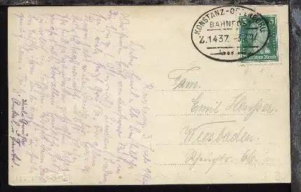 KONSTANZ-OFFENBURG Z. 1437 3.7.27 auf AK
