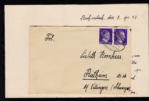 KONSTANZ-OFFENBURG ZUG 01432 10.4.42 auf Bf. mit Inhalt