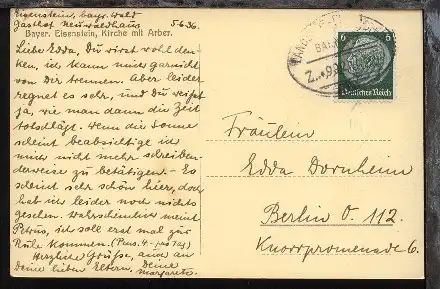 LANDSHUT-EISENSTEIN Z. 992 6.6.36 (teils etwas undeutl.) auf AK