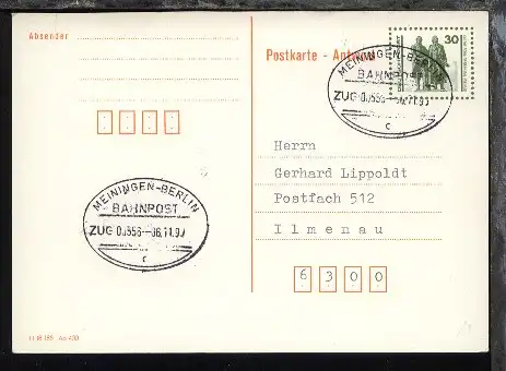 MEININGEN-BERLIN c ZUG 00556 06.11.90 auf GSK