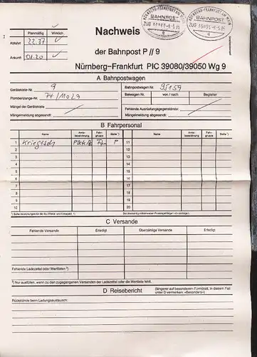 NÜRNBERG-FRANKFURT AM MAIN q ZUG 39080 8.5.95 + 