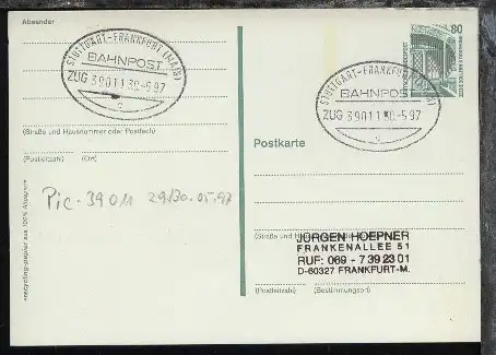 STUTTGART-FRANKFURT (MAIN) c ZUG 39011 30.5.97 auf GSK