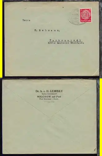 WISMAR-LUDWIGSLUST b ZUG 32 22.10.37 auf Firmen-Bf. 