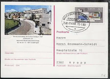 WÜRZBURG-HAMBURG n ZUG 014188 19.1.88 auf GSK