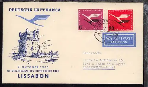 Lufthansa-Erstflug-Bf. Hamburg-Lissabon 2.10.1955