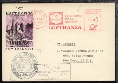 Lufthansa Ausstellungsluftpost zur INTERPEX Köln-New