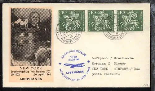 Lufthansa-Erstflug-Bf. München-New York 30.4.1961