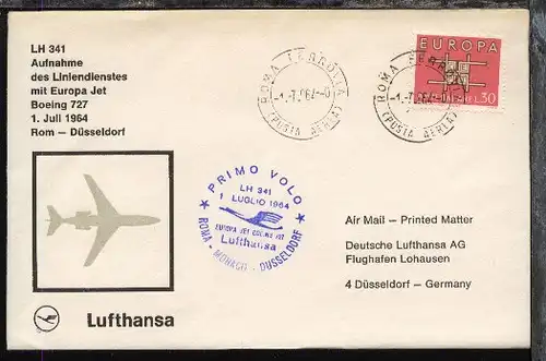 Lufthansa-Erstflug-Bf. Rom-Düsseldorf 1.7.1964