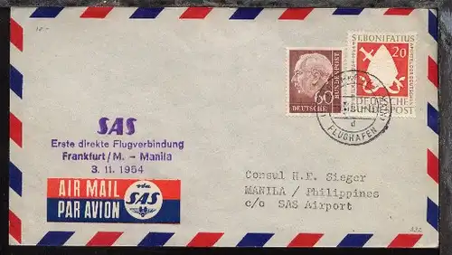 SAS-Erstflug-Bf. Frankfurt-Manila 3.11.1954
